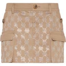 Philipp Plein Skirts Philipp Plein Crystal Monogram Miniskirt - Neutrals