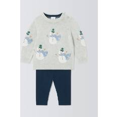 John Lewis Baby Knitted Snowman Jumper and Trousers Set - Multi