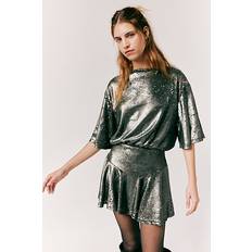 Free People Manuka Sequin Mini Dress - Gunmetal