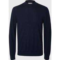 Selected Merinould Sweater Med Høj Hals - Blå