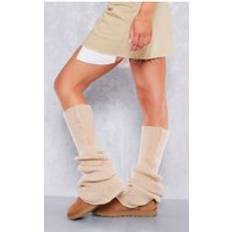 Beige - Women Arm & Leg Warmers PrettyLittleThing Ribbed Slouchy Leg Warmers - Oatmeal