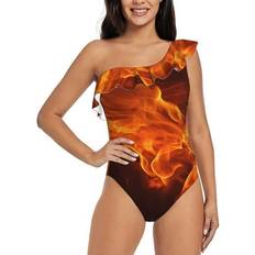 Bingfone Energy Print One Piece Swimsuit - Orange