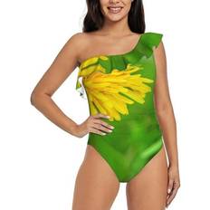 Yellow Swimsuits Bingfone Bees Pollinates A Yellow Dandelion Print Swimsuit - Yellow