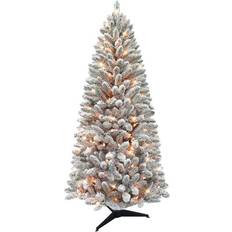 6 Ft Pre-Lit Flocked Carson Pine Artificial Christmas Tree