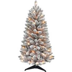 Pre-Lit Flocked Carson Pine Artificial 4 ft