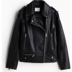 H&M Women Jackets H&M Coated Biker Jacket - Black