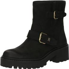 Tommy Hilfiger Leather Biker Boots - Black