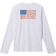 Columbia Tops Children's Clothing Columbia PFG Terminal Tackle Fish Flag Long Sleeve T-Shirt - White/Collegiate Navy