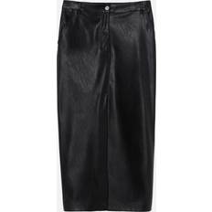 Pinko Ginocchiera Midi Uld Nederdel Med Slids - Sort