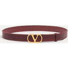 Men - Purple Belts Valentino Garavani Men's Leather V Logo Buckle Belt - Dark Aubergine