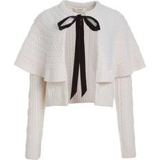 Lana merino Cardigan Sea Cable-Knit Cape Cardigan - Ivory