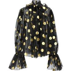 Dolce & Gabbana Black Blouses Dolce & Gabbana Polka Dot Lamé Blouse Multicolor