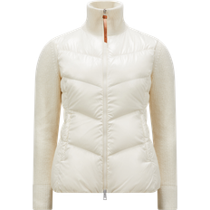 Moncler Wit Vesten Moncler Cardigan Zippé Matelassé En Laine - Blanc