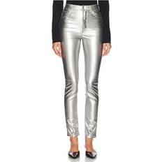 Argent - Femme Jeans Mother Skinny Hose Mit Hohem Bund Rail - Metallic Silver