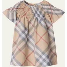 Organic Dresses Burberry Girl's Cali Smocked Check-Print Dress - Pale Stone