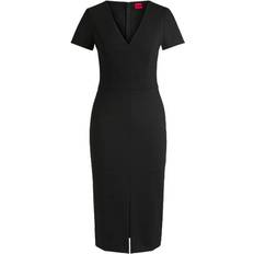 HUGO V-neck Slim-Fit Midi Dress - Stretch Fabric
