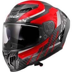LS2 Motorcykelutrustning LS2 FF807 Dragon Integralhjälm Carbon - Röd/Vit