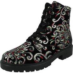 Rieker Boots Rieker Floral Stitch Combat Boots - Sequin Design