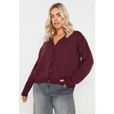 Cardigans Plus Size Knitted Cardigan - Burgundy Red