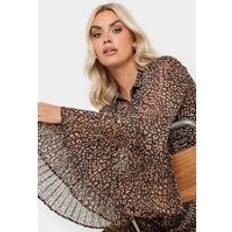 3XL Blouses Yours Curve Leopard Print Flared Sleeve Shirt - Black