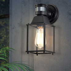 Winston Porter Outdoor with Motion Sensor Black Wall Light