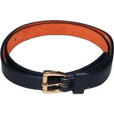 Womens Leather Skinny Belt - Dark Blue