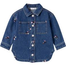 Bomull Jackor Barnkläder Name It Girl's Denim Jacket - Dark Blue Denim