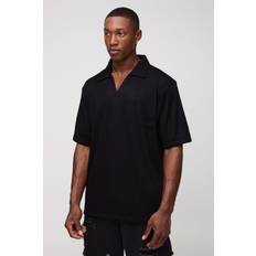 Hemden Oversized V-Neck Pleated Overhead Shirt - Black