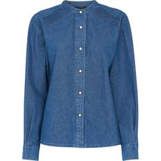 Denim Tops Whistles Pintuck Detail Denim Shirt - Blue