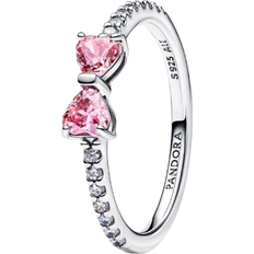 Pandora Sparkling Bow Ring - Silver/Pink/Transparent