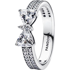 Pandora Sparkling Bow Double Row Ring - Silver/Transparent