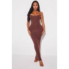 Brown Dresses PrettyLittleThing Shape Stretch Seamless Strappy Maxi Dress - Brown