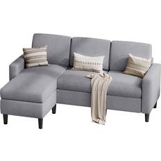 3 Seater - Corner Sofas Ebern Designs Suellen Light Gray Sofa 73.6" 3 Seater