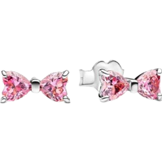 Pandora Sparkling Bow Stud Earrings - Silver/Pink