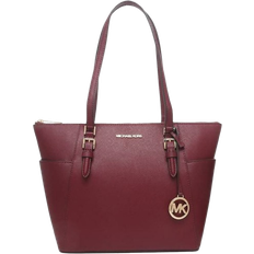 Michael Kors Charlotte Large Saffiano Leather Top Zip Tote Bag - Dark Cherry