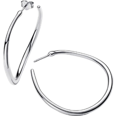 Silver Earrings Pandora Organically Shaped Open Hoop Earrings - Silver