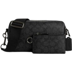 Coach Men Crossbody Bags Coach Axel Crossbody Bag In Signature Canvas - Gunmetal/Charcoal/Black