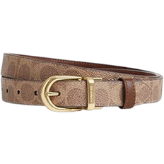 Coach Belts Coach Harness Buckle Cut To Size Reversible Belt - Gold/Tan/Brown