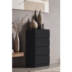 Fwstyle Bedroom Storage Matt Black Chest of Drawer 40x99cm