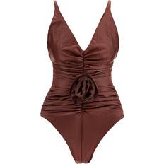 Lycra Swimsuits Magda Butrym Ruffled One-Piece Swimsuit - Brown