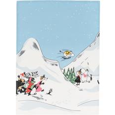 Suorakulmainen Keittiöpyyhkeet Arabia Moomin Ski Jumping Tea Kitchen Towel White, Blue (70x50cm)