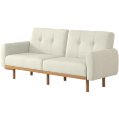 Ebern Designs Futon White Sofa 79.3" 3 Seater