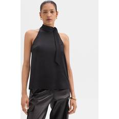 Theory Tie-Neck Halter Top - Textured Satin