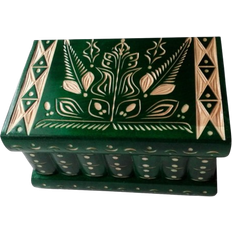 Wooden Surprise Puzzle Box with Ring Holder - Green/Beige