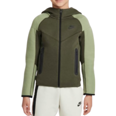 Tops Nike Older Kid's Sportswear Tech Fleece Full Zip Hoodie - Cargo Khaki/Oil Green/Black/Black (FD3285-326)