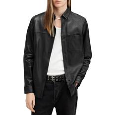 Leather Shirts AllSaints Compass Leather Shirt - Black