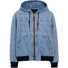 Coach Outerwear Coach Signature Denim Hooded Zip Up Jacket - Light Wash