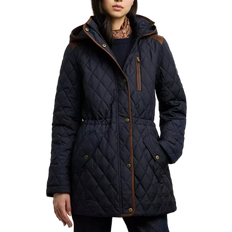 Blue - Women Coats Lauren Ralph Lauren Petite Hooded Quilted Anorak Coat - Dark Navy