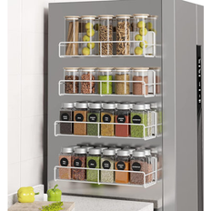 Prep & Savour White Magnetic Spice Rack Organizer 4-Pack Kitchen Storage