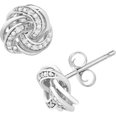 Macy's Earrings Macy's Love Knot Stud Earrings - Silver/Diamonds